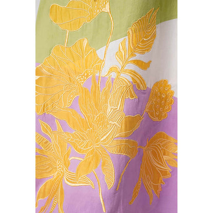 MADDER MUCH Multi-Color Cotton V-Neck Floral A-Line Mini Dress With Shirt