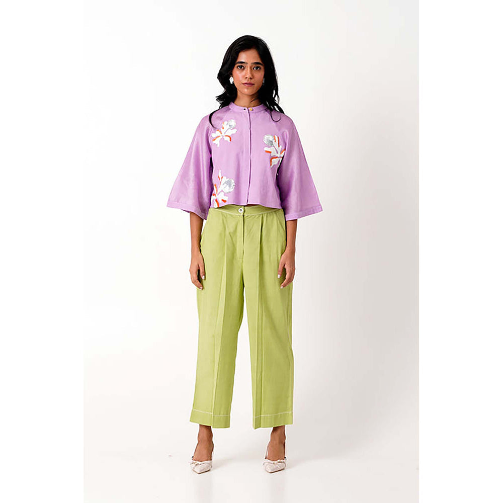 MADDER MUCH Lavender Zola - Raglan Sleeve Crop Shirt + Ankle Pants