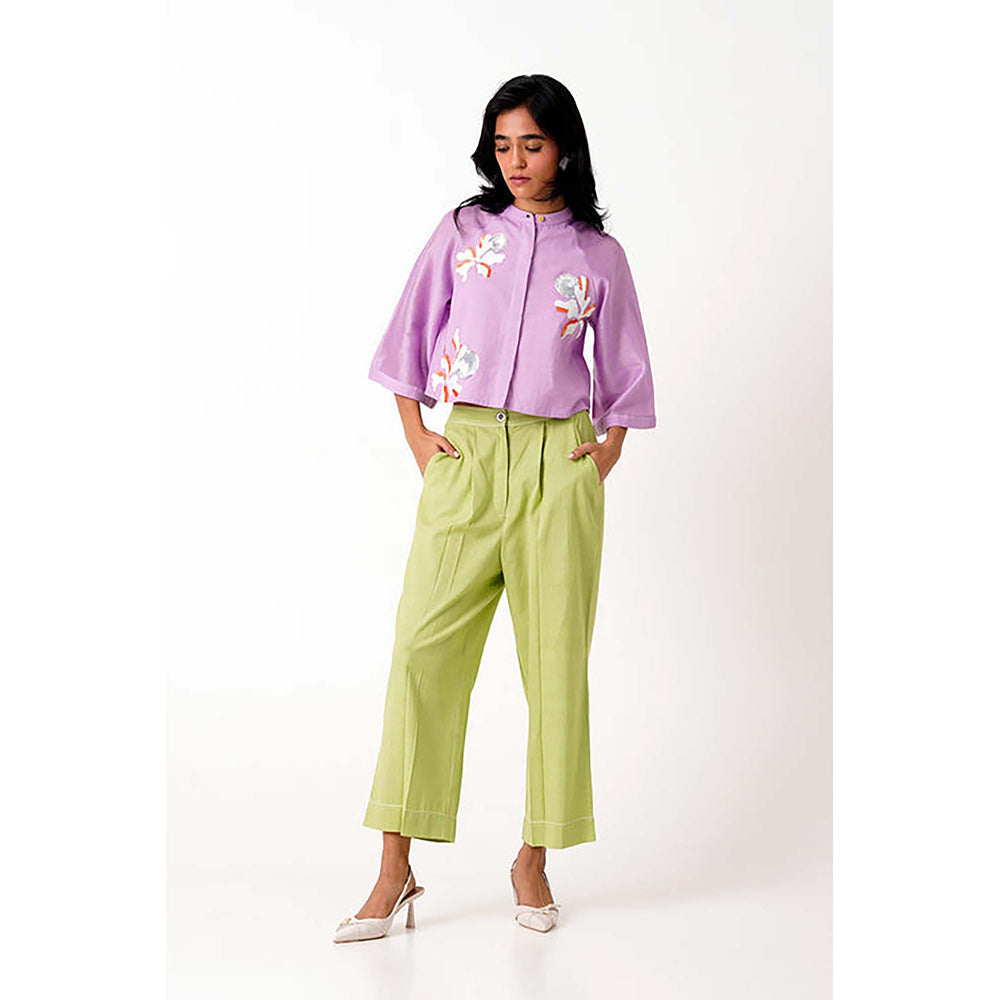 MADDER MUCH Lavender Zola - Raglan Sleeve Crop Shirt + Ankle Pants