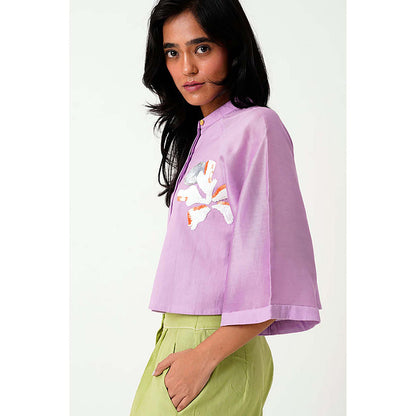 MADDER MUCH Lavender Zola - Raglan Sleeve Crop Shirt + Ankle Pants