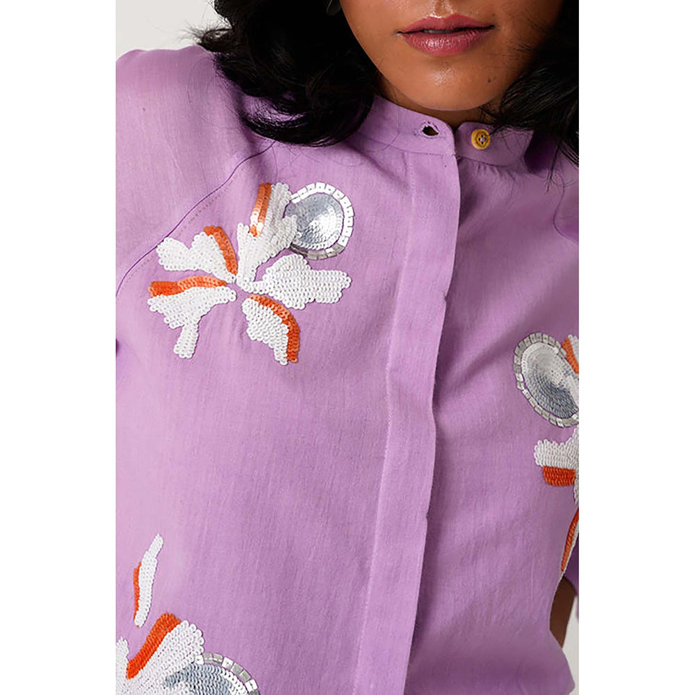 MADDER MUCH Lavender Zola - Raglan Sleeve Crop Shirt + Ankle Pants