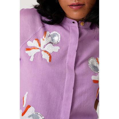 MADDER MUCH Lavender Zola - Raglan Sleeve Crop Shirt + Ankle Pants