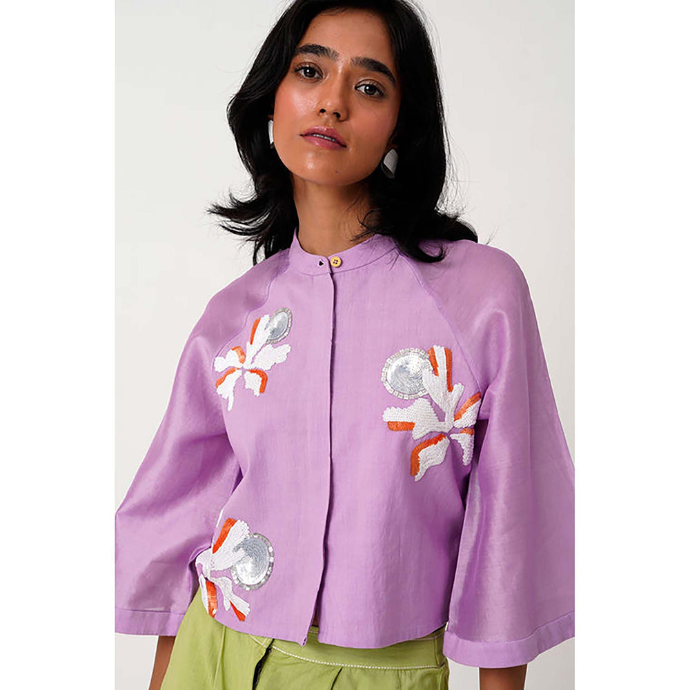 MADDER MUCH Lavender Zola - Raglan Sleeve Crop Shirt + Ankle Pants