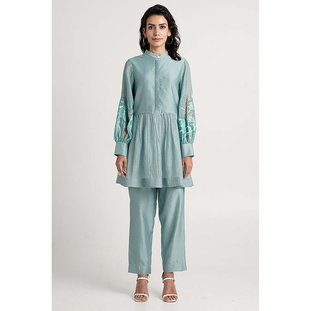 MADDER MUCH Aqua Abe 2.0 - Micro-Gathered Peplum Tunic Set