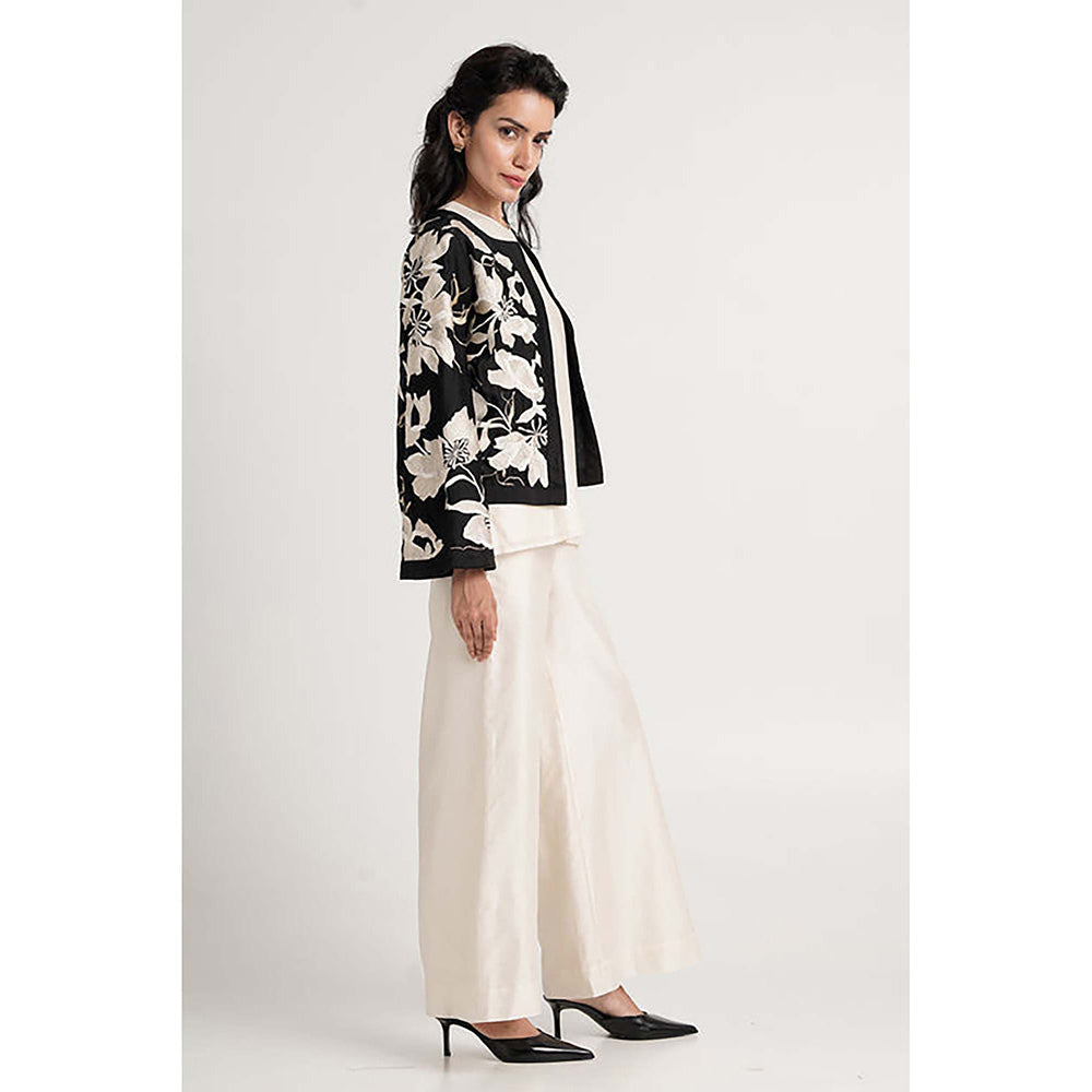 MADDER MUCH Multi-Color Cotton Round Neck Embroidered Top With Pant And Shrug