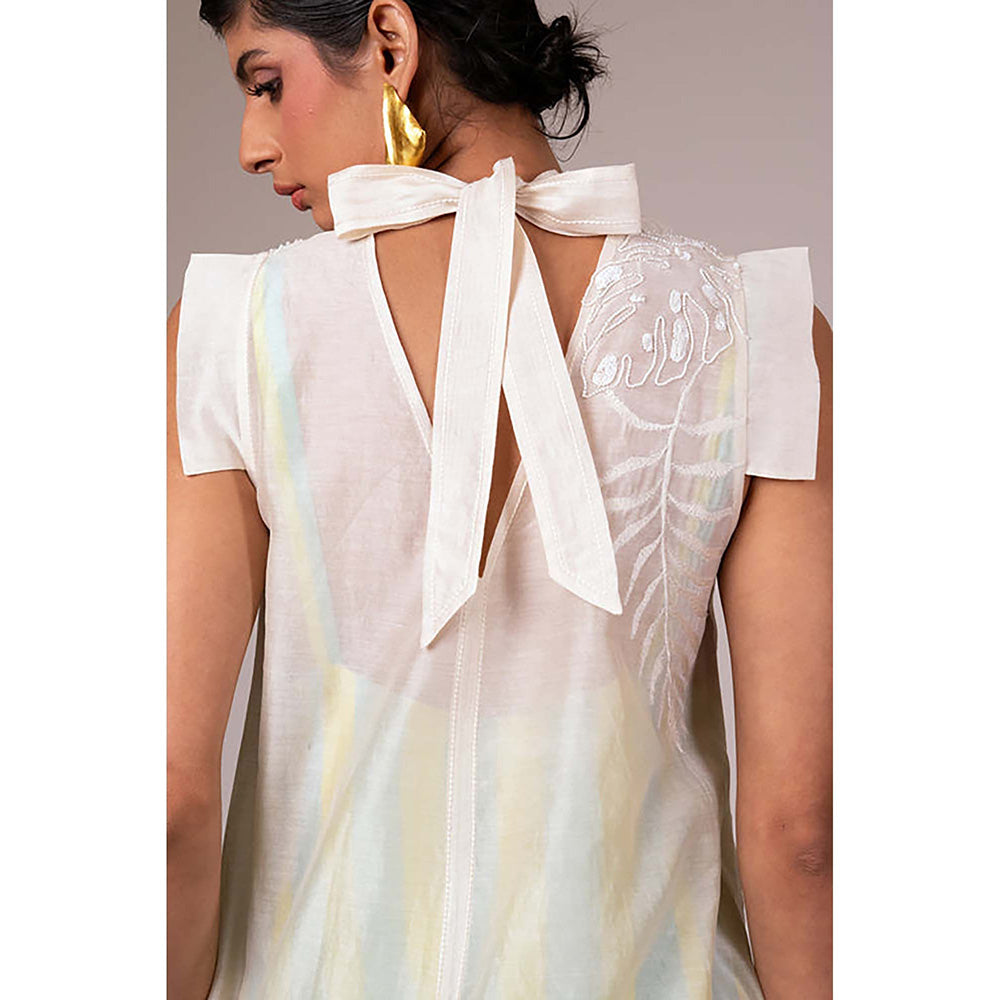 MADDER MUCH Multi-Color Rayon Crew Neck Embroidered Top With Pant