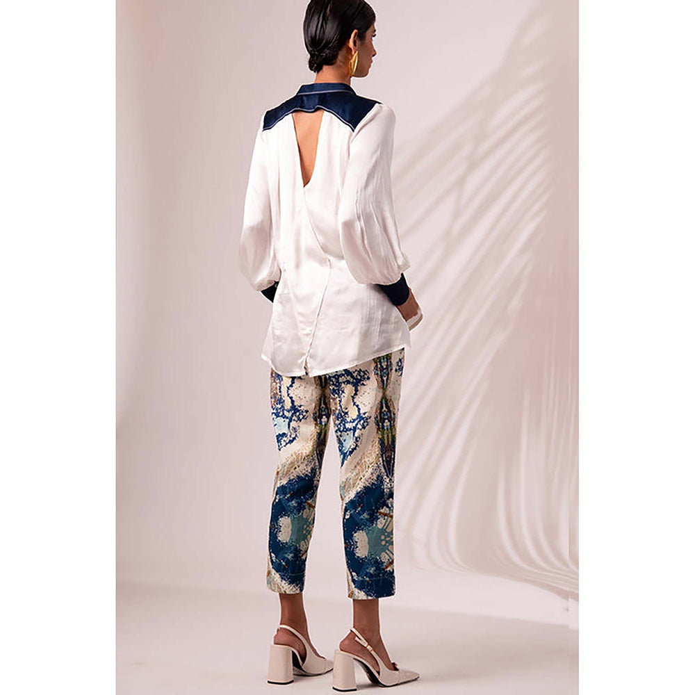 MADDER MUCH Benita - Back Cut-Out Top + Printed Trousers