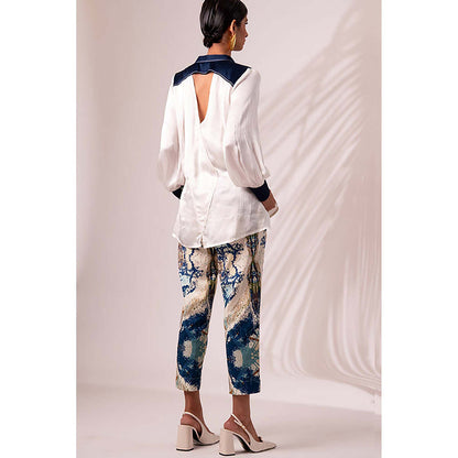 MADDER MUCH Benita - Back Cut-Out Top + Printed Trousers