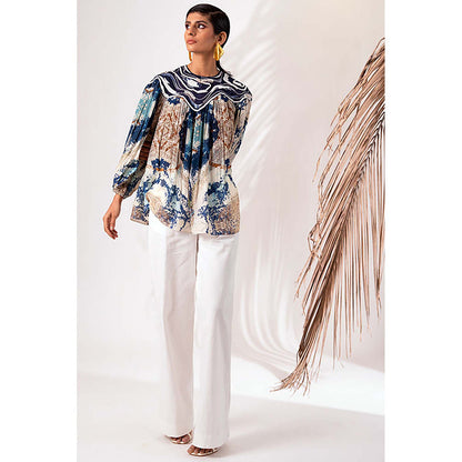 MADDER MUCH Multi-Color Modal Crew Neck Printed Top With Pant