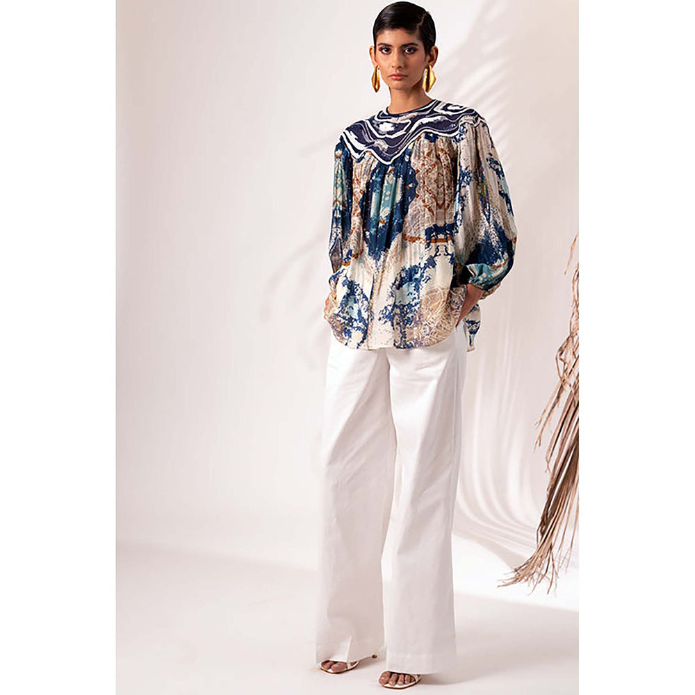 MADDER MUCH Multi-Color Modal Crew Neck Printed Top With Pant