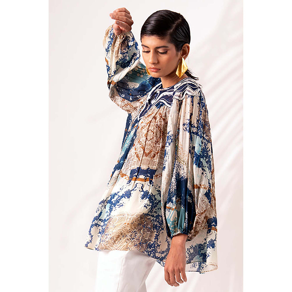 MADDER MUCH Multi-Color Modal Crew Neck Printed Top With Pant