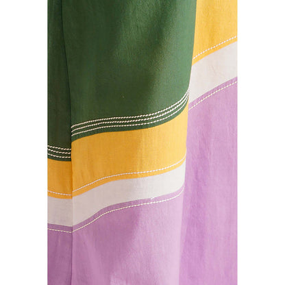 MADDER MUCH Cotton Green V-Neck Solid/Plain Top With Palazzo Co-Ord's