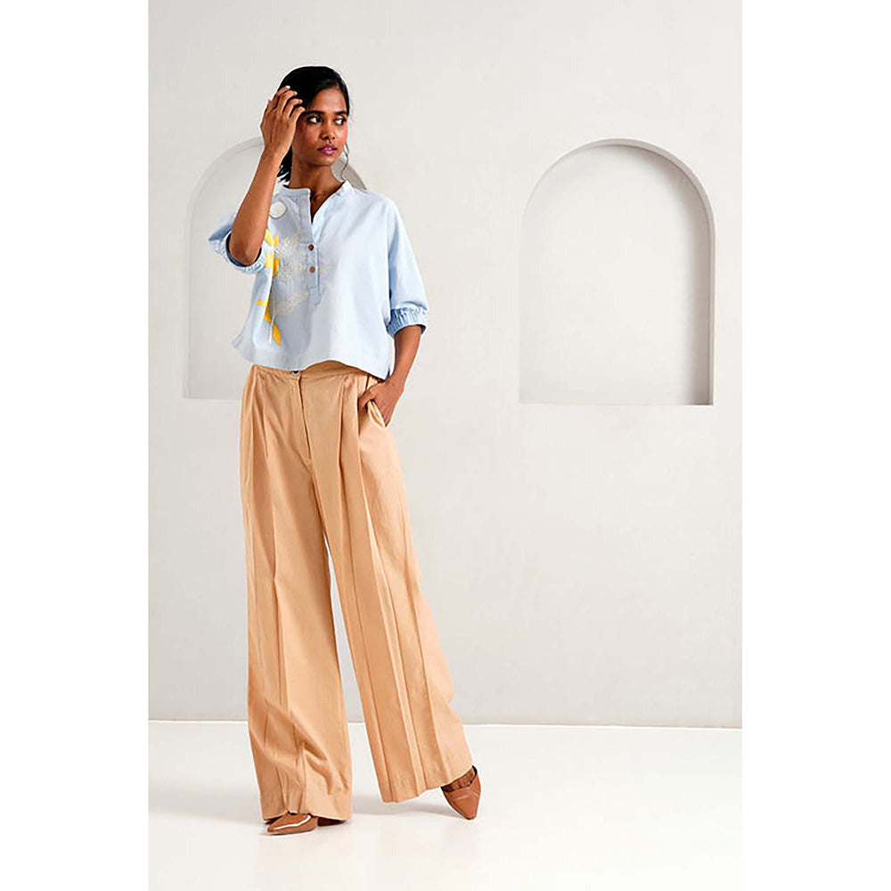 MADDER MUCH Multi-Color Cotton Round Neck Embroidered Top With Pant