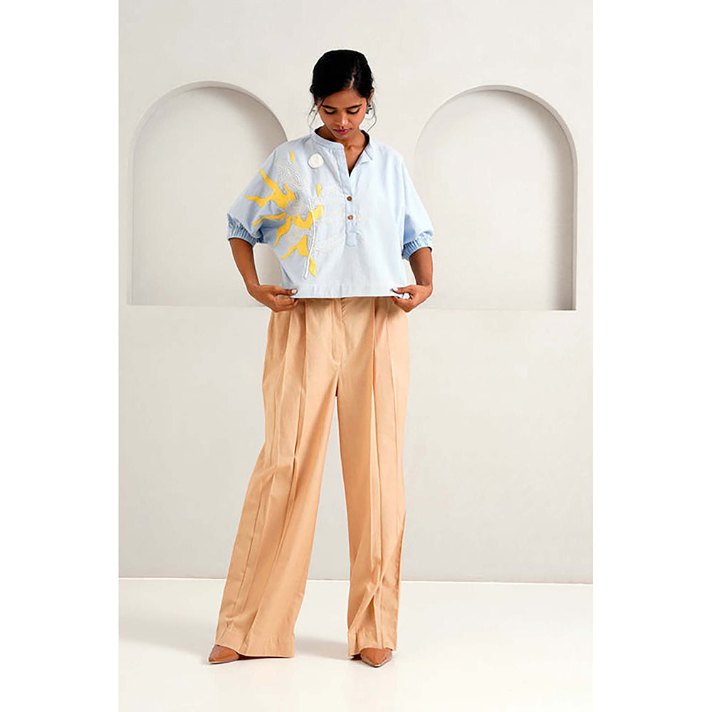 MADDER MUCH Multi-Color Cotton Round Neck Embroidered Top With Pant