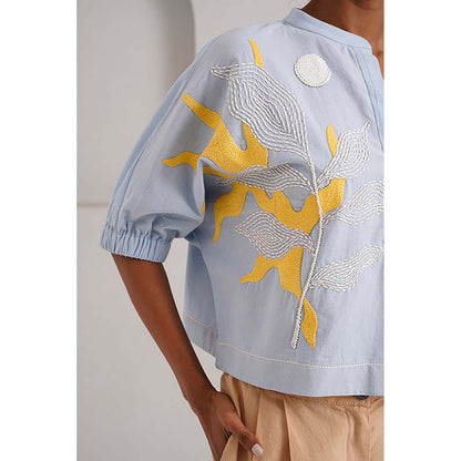 MADDER MUCH Multi-Color Cotton Round Neck Embroidered Top With Pant