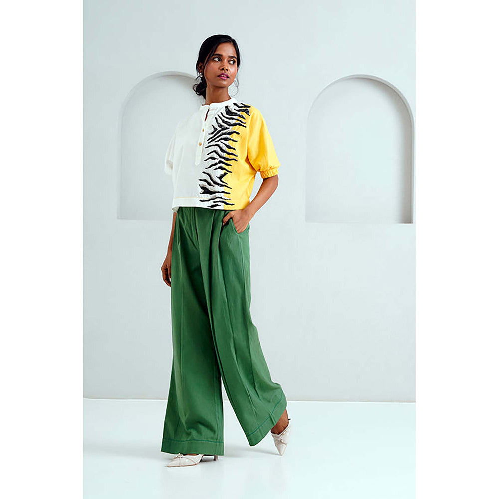 MADDER MUCH Multi-Color Cotton Round Neck Animal Print Top With Pant