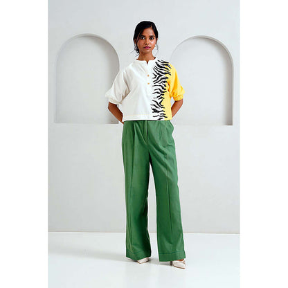 MADDER MUCH Multi-Color Cotton Round Neck Animal Print Top With Pant