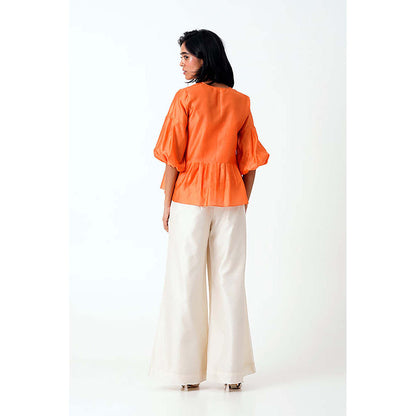 MADDER MUCH Multi-Color Cotton Tie Up Neck Solid/Plain Top With Slip And Pant