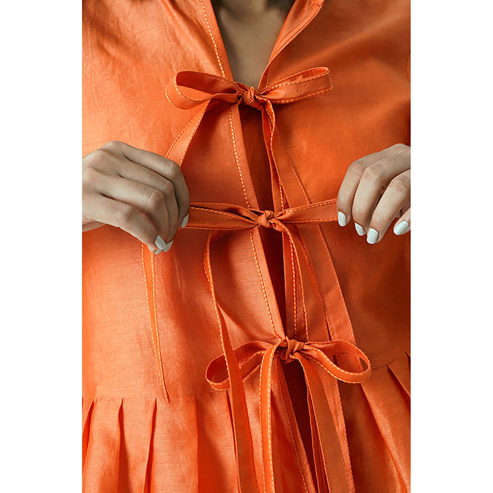 MADDER MUCH Multi-Color Cotton Tie Up Neck Solid/Plain Top With Slip And Pant