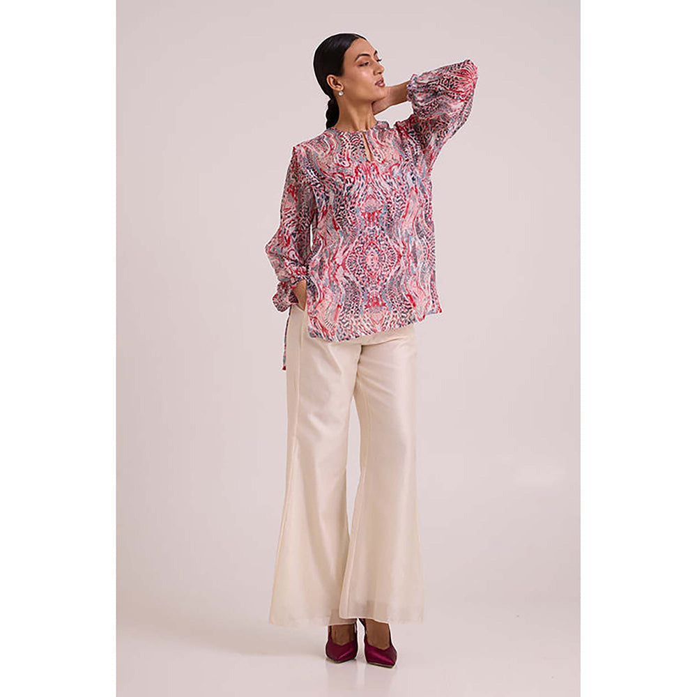 MADDER MUCH Multi-Color Cotton Crew Neck Printed Top With Pant