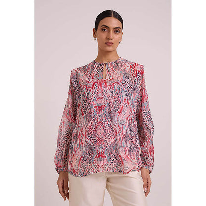 MADDER MUCH Multi-Color Cotton Crew Neck Printed Top With Pant