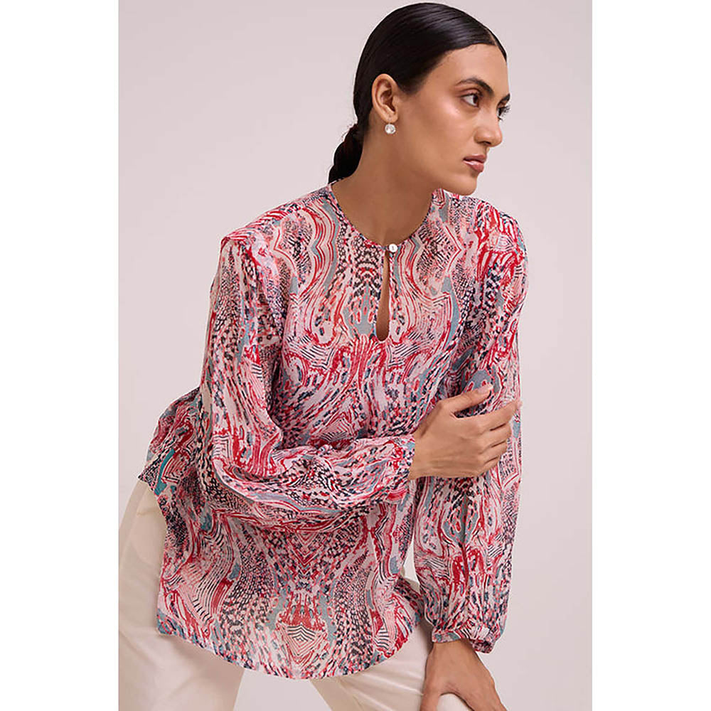 MADDER MUCH Multi-Color Cotton Crew Neck Printed Top With Pant