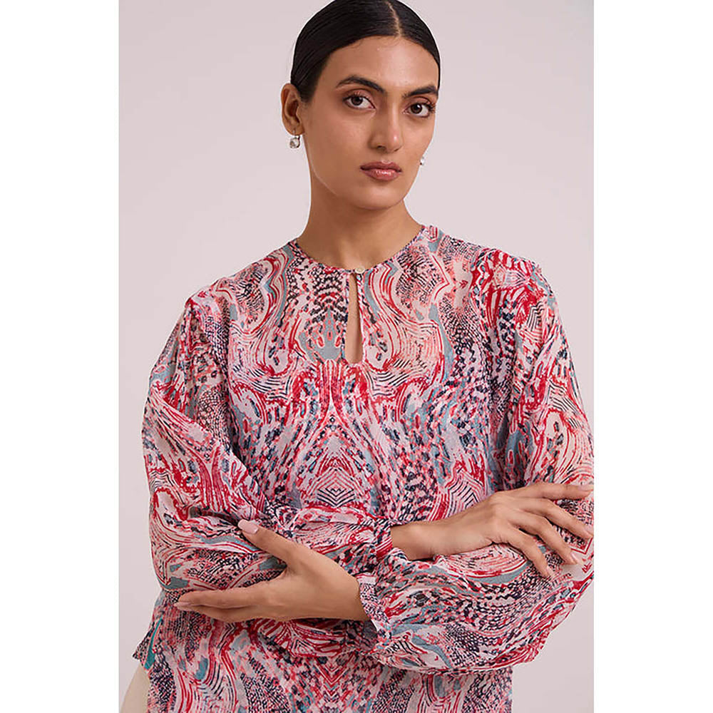 MADDER MUCH Multi-Color Cotton Crew Neck Printed Top With Pant