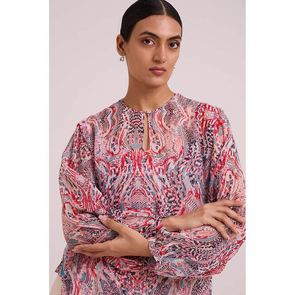 MADDER MUCH Multi-Color Cotton Crew Neck Printed Top With Pant