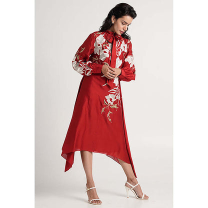 MADDER MUCH Aspen - Inverted Hem Tie Collared Midi Dress