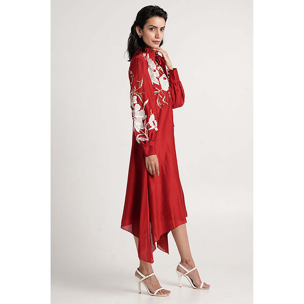 MADDER MUCH Aspen - Inverted Hem Tie Collared Midi Dress