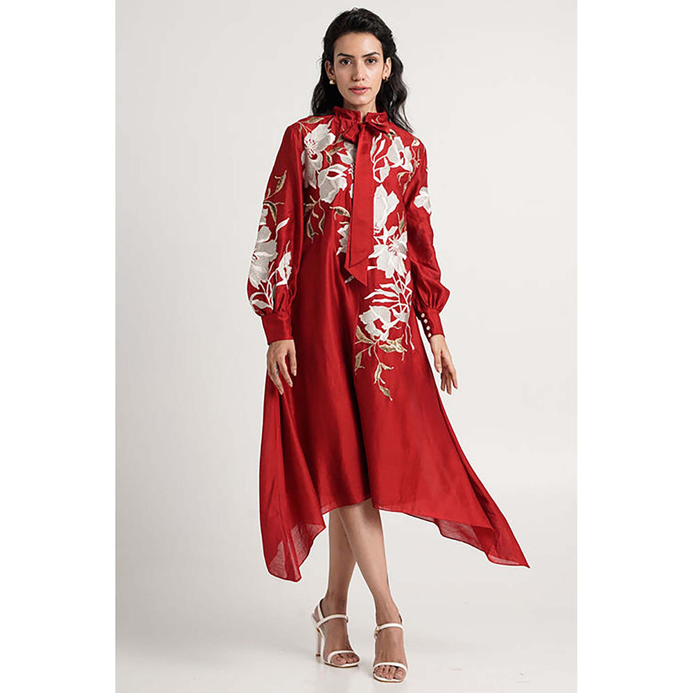 MADDER MUCH Aspen - Inverted Hem Tie Collared Midi Dress