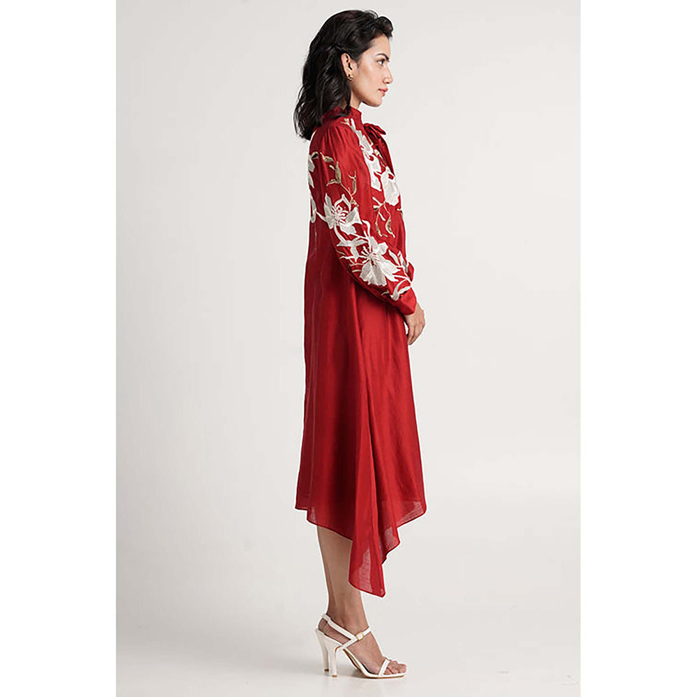 MADDER MUCH Aspen - Inverted Hem Tie Collared Midi Dress