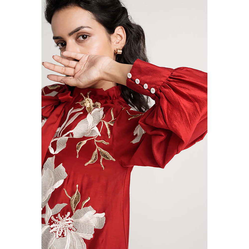 MADDER MUCH Aspen - Inverted Hem Tie Collared Midi Dress