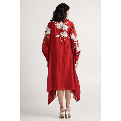 MADDER MUCH Aspen - Inverted Hem Tie Collared Midi Dress