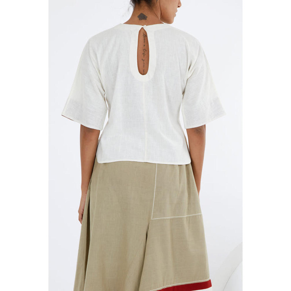 MADDER MUCH White Cotton Solid Plain Crop Top