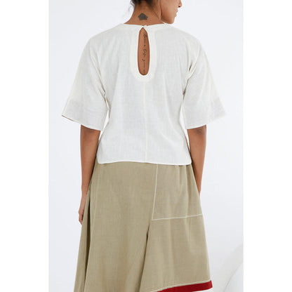 MADDER MUCH White Cotton Solid Plain Crop Top