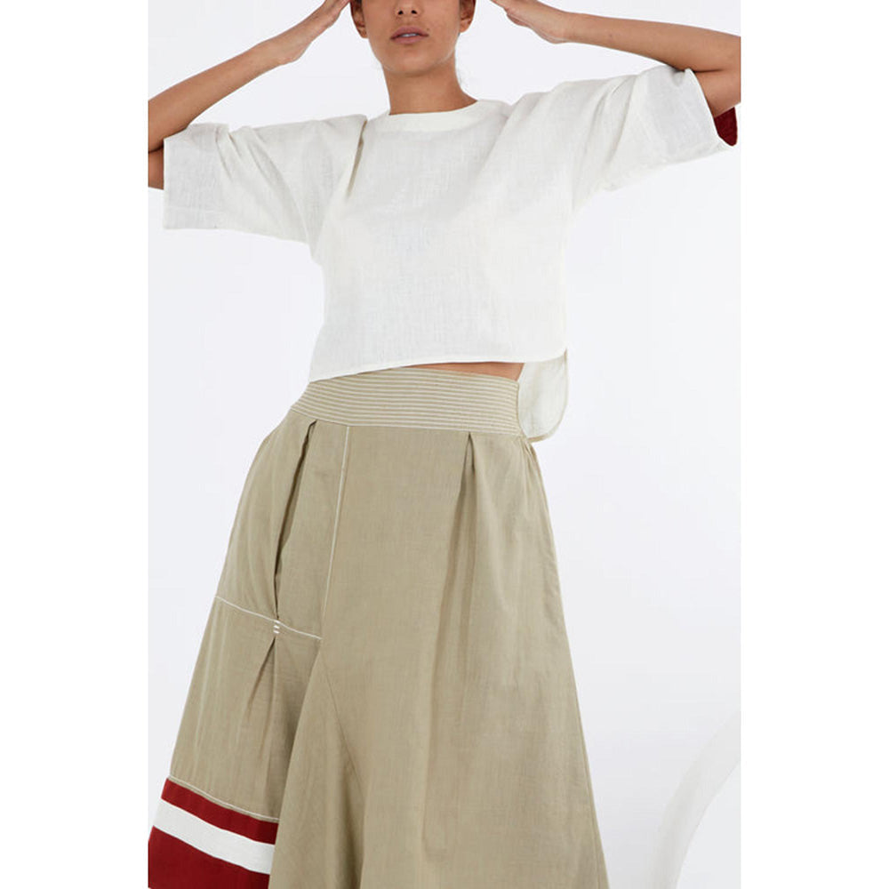 MADDER MUCH White Cotton Solid Plain Crop Top