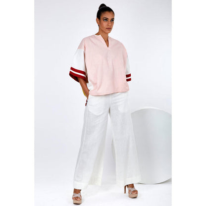 MADDER MUCH Multi-Color Cotton V-Neck Colorblock Top