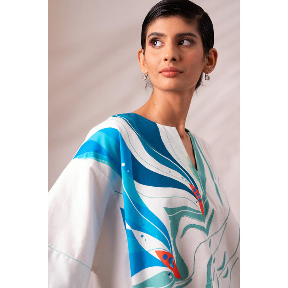 MADDER MUCH White Cotton Printed Plain Top