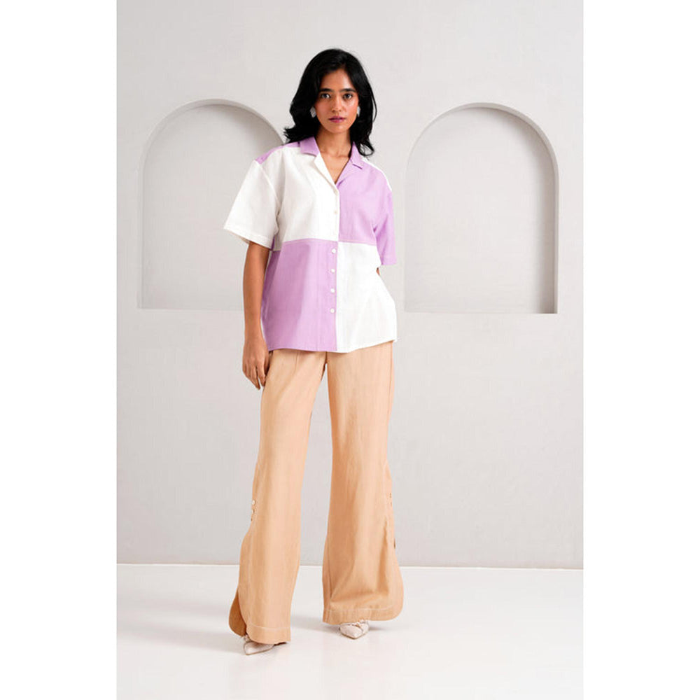 MADDER MUCH Cotton Multi-Color Notched Lapel Colorblock Shirt