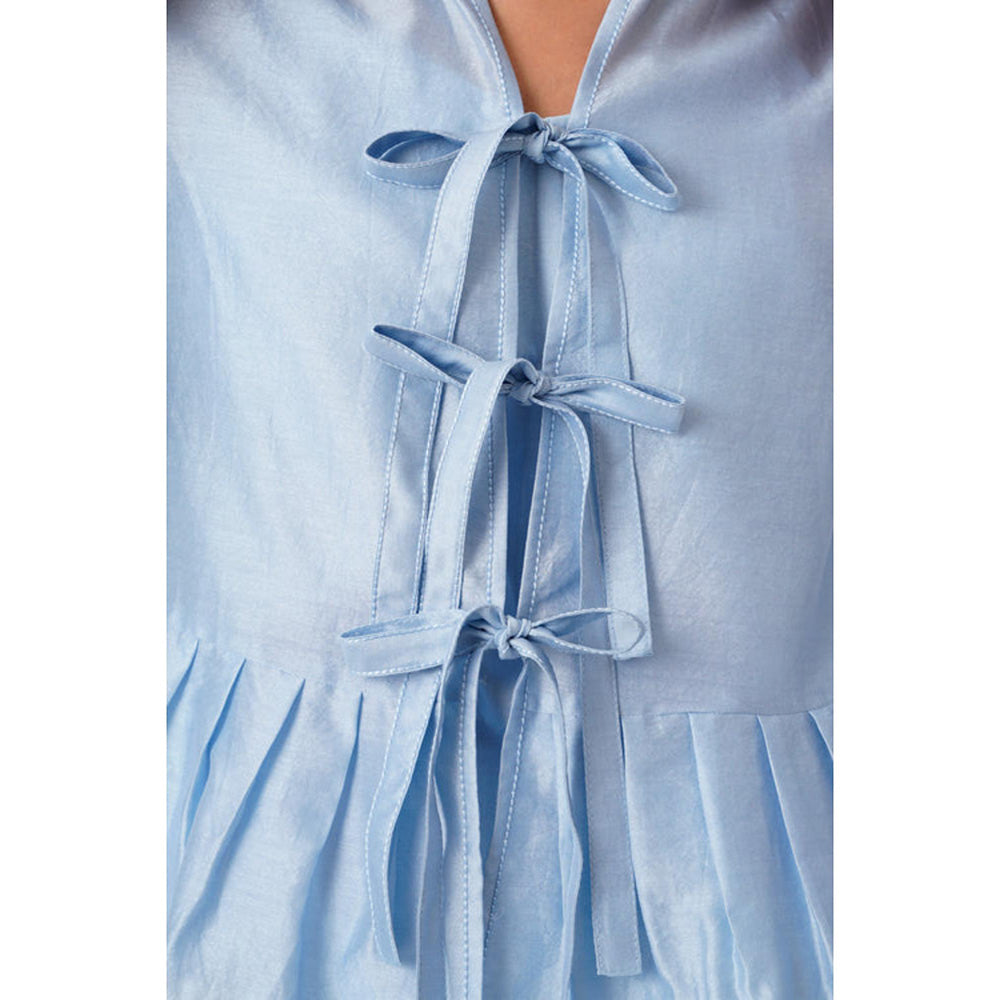 MADDER MUCH Ice Blue Toni Set - Multi Knot Peplum Top With Slip