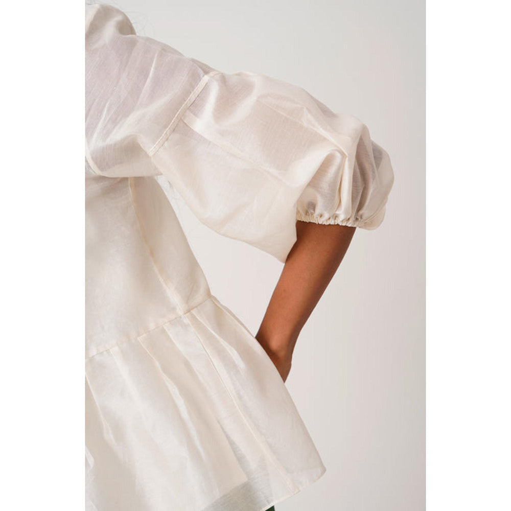 MADDER MUCH Ivory Toni Set - Multi Knot Peplum Top With Slip