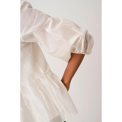 MADDER MUCH Ivory Toni Set - Multi Knot Peplum Top With Slip