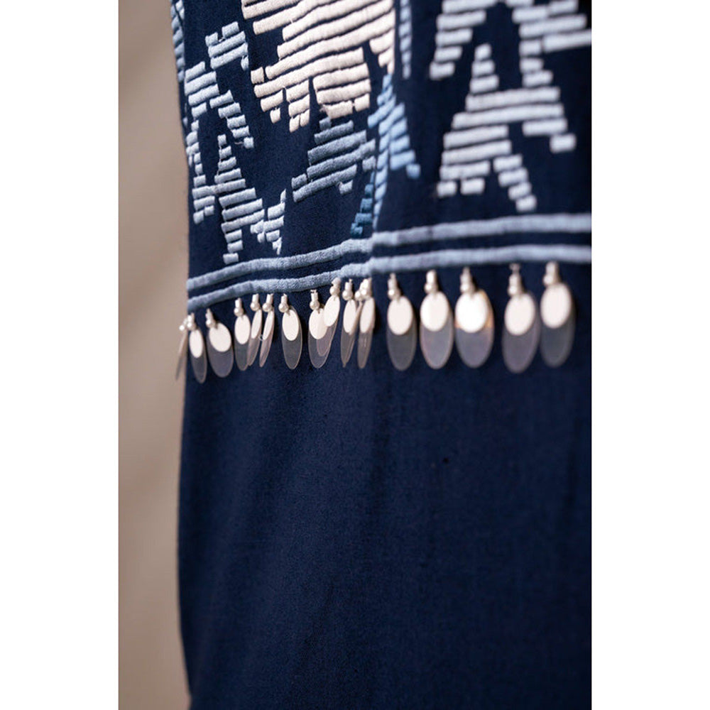 MADDER MUCH Marlin - Natural Indigo Modest Midi Dress