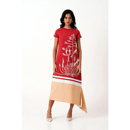 MADDER MUCH Madder Chase - Midtown Midi Dress in Hand Embroidery