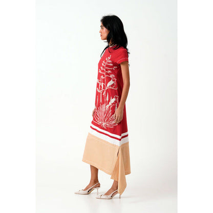 MADDER MUCH Madder Chase - Midtown Midi Dress in Hand Embroidery