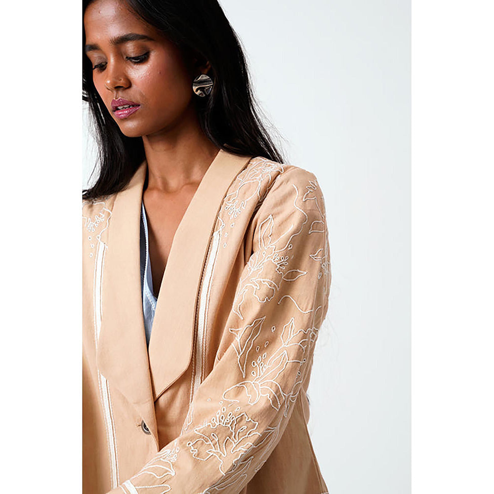 MADDER MUCH Latte Bree - Vintage Embroidered Blazer
