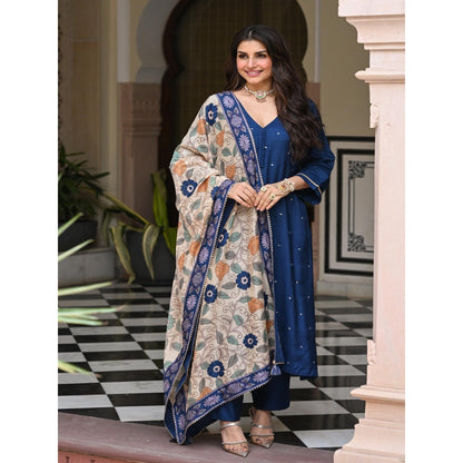 Mahee Jaipur Shubh Blue Kalamkari Kurta with Pant and Dupatta
