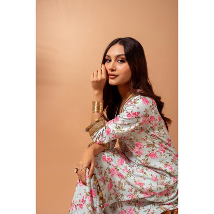 Maison Shefali Linen Digital Print Green Kali Sharara with Kurti (Set of 2)