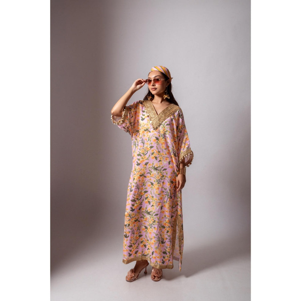 Maison Shefali Linen Digital Print Pink Dress